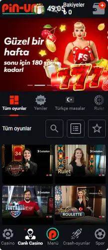 ekran görüntüsü: Pin Up Tr Casino Uygulaması
