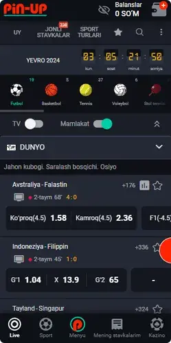 скриншот: ПинУп Апп мобильная версия
